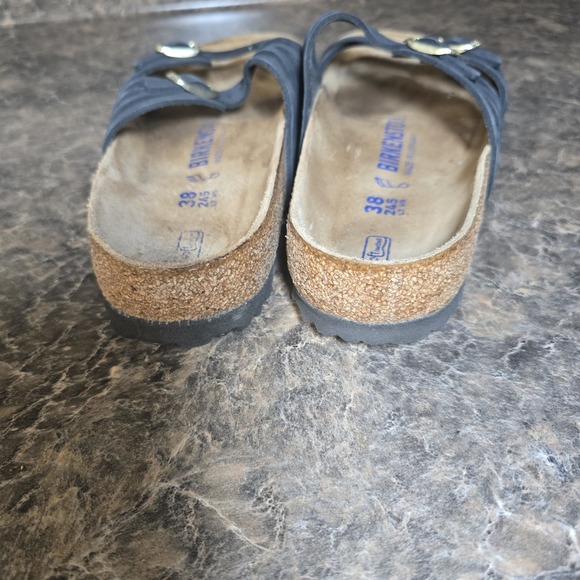 Birkenstock Granada Navy Leather Flat Sandals Women 38 7 - Picture 4 of 8
